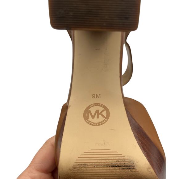 Michael Kors Sierra Platform Pumps Block High Heels D'Orsay Acorn Brown Size 9M - Picture 7 of 7